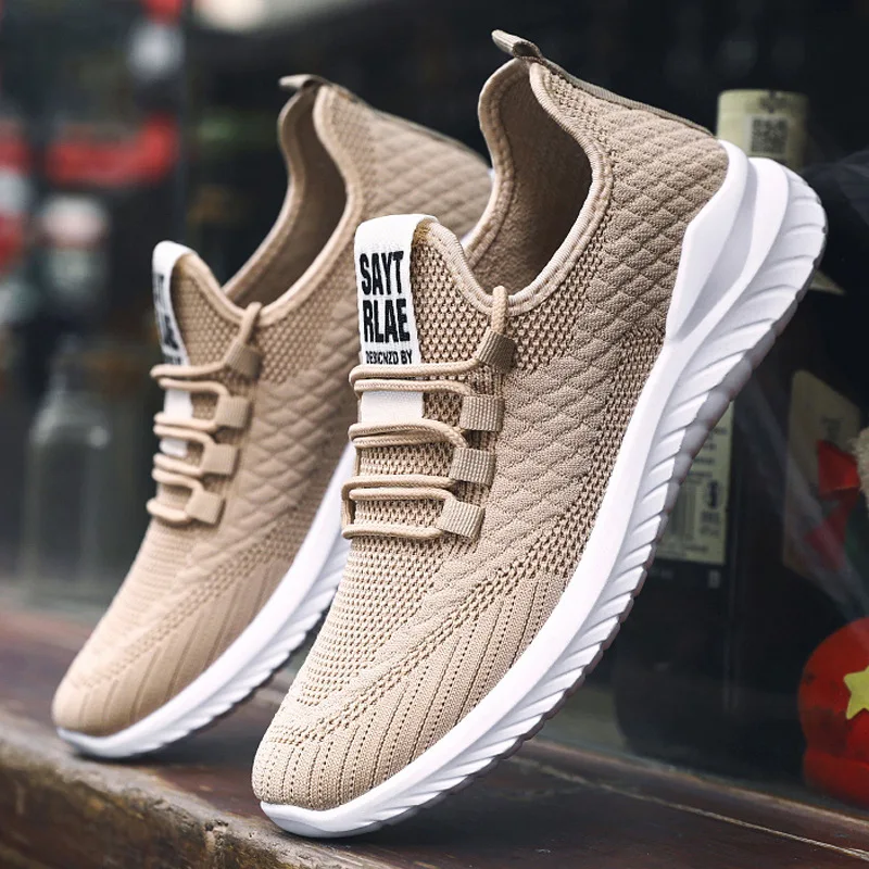 Sports Shoes 2021 Spring New Men's Shoes Flying Woven Lace-up Running Shoes Breathable Shoes