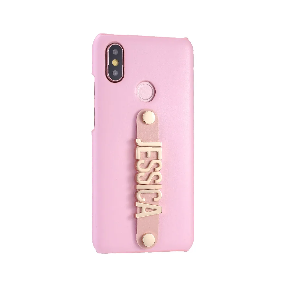 

For Huawei Honor Mate 10 20 P20 P30 Pro Lite P Smart 2019 Custom Leather Phone Case Holding Strap Gold Metal Name Funda Coque
