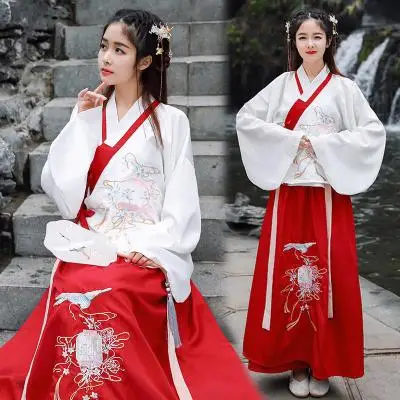

Linglu Improved Embroidery Hanfu For Women Clothes Traditional Stage Wear Folk Dress Festival Outfit Adult Party Cosplay Costume