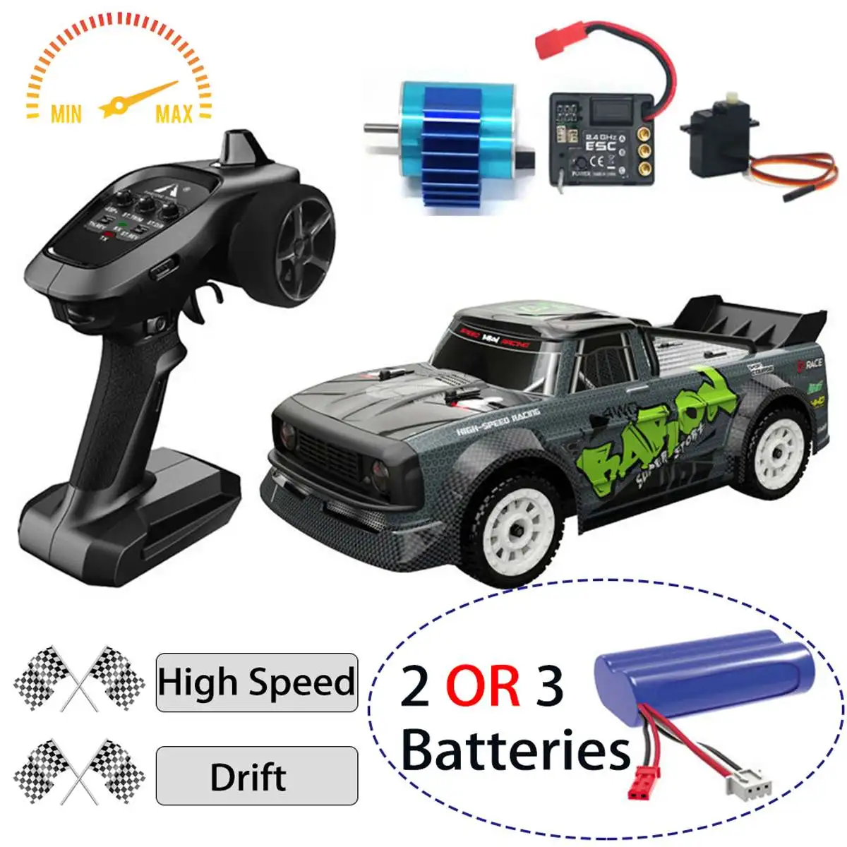 

1603 RTR Brushless 60km/h Several Battery 1/16 2.4G 4WD RC Car LED Light Proportional Vehicles Remote Control Model EU US AU