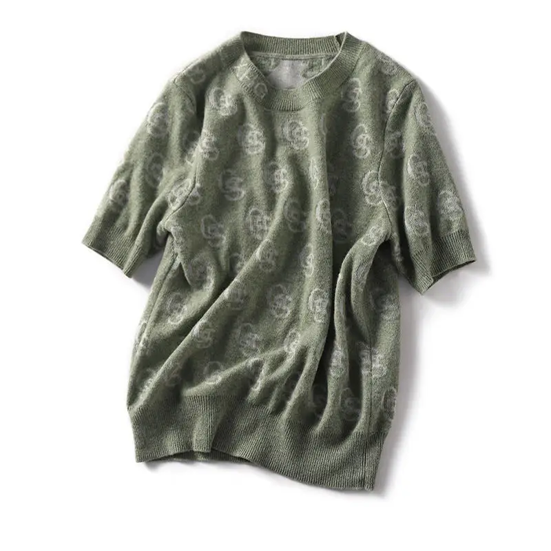 

2021 new fashion temperament round neck jacquard large size thin versatile bottom knitted pullover