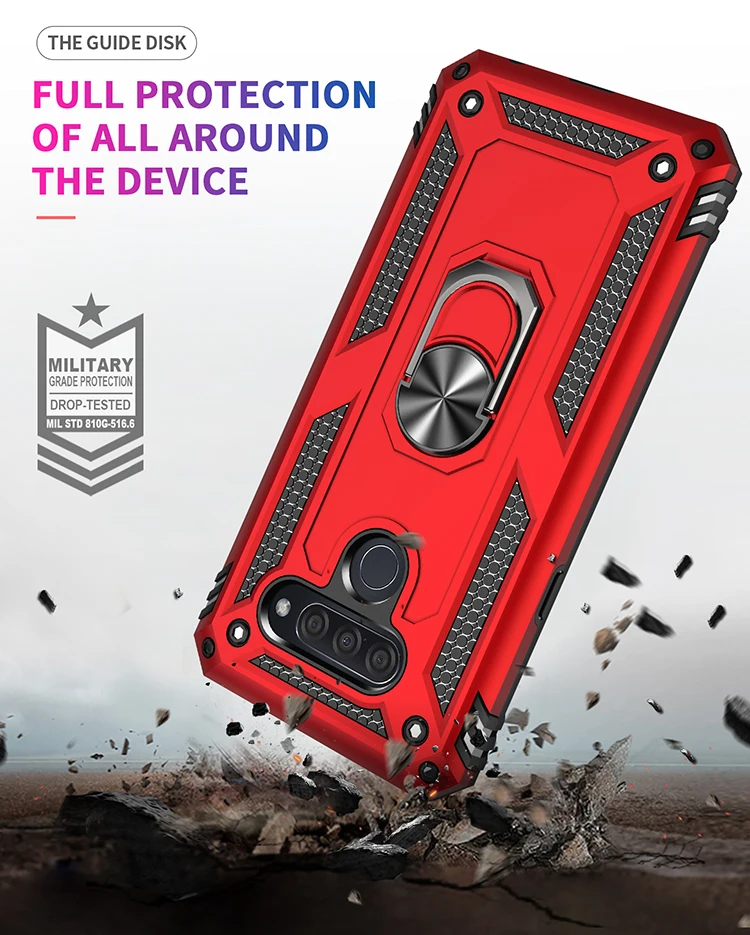 

For LG Q60 K50 K40 Cover Car Holder Magnetic Armor Case For LG Stylo 5 Stylo5 K12 Plus Prime Max Bumper Shockproof Ring Cases