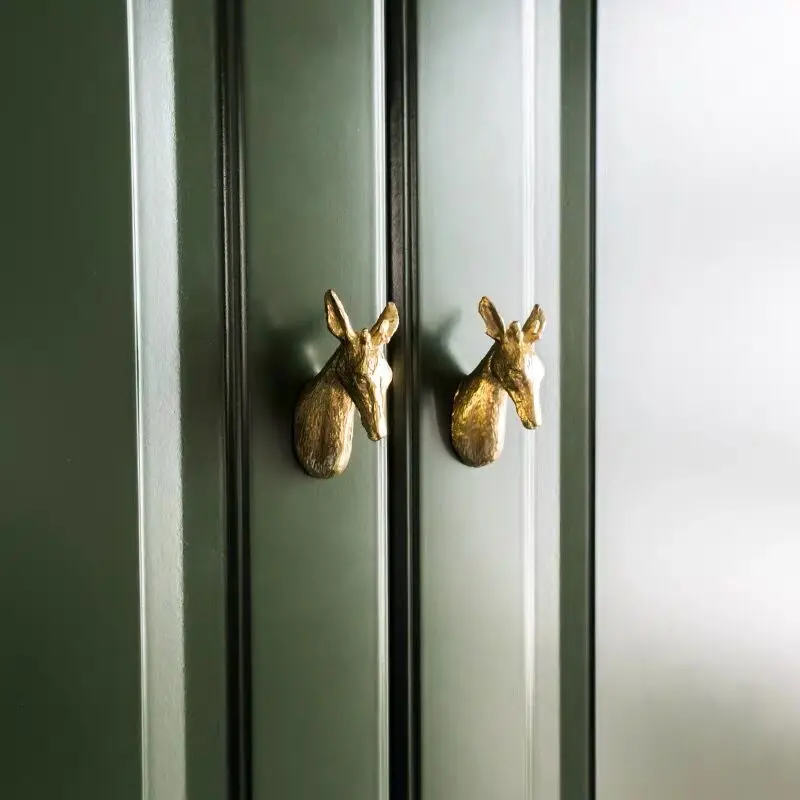 

Brass deerlet Pure Copper Drawer Cabinet Door Handle Creative Wardrobe Tea Caddy Jewelry Box Knob Diy Decoration Pulls Handle