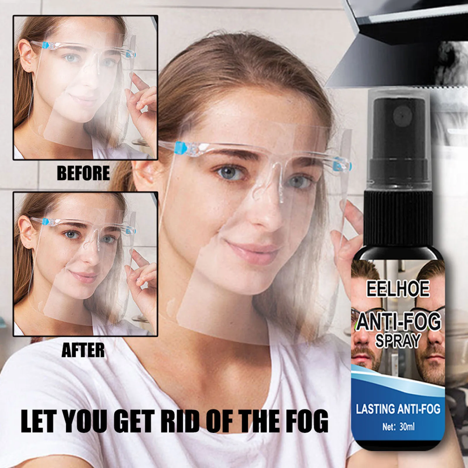 

30ML Defogging Agent Prevent Fog Anti-Fog Spray Work for Car Windshield Rearview Mirror Helmet Glasses Lens