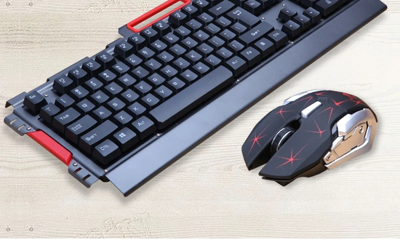 Имитация Механическая игровая клавиатура мышь комбинированная перезаряжаемая беспроводная клавиатура с подсветкой панель из сплава подходит для компьютерных игр