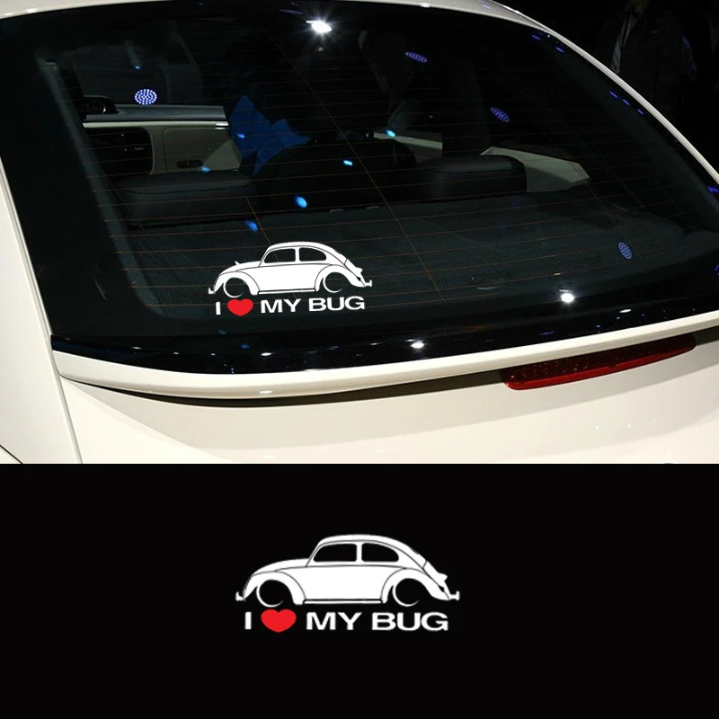 

18CM*7CM I Love Bug Car Body Sticker for Volkswagen Beetle Car Accessories KK Vinyl