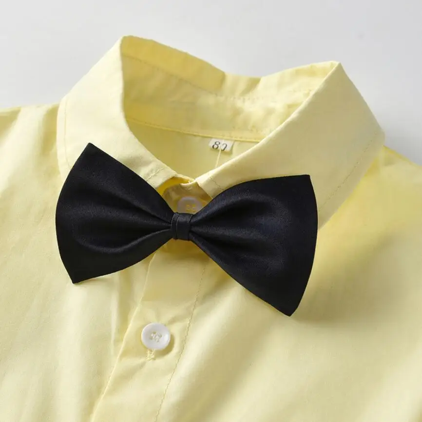 

2021 Summer Short-Sleeved Shirt And Shorts Sets For Boys Gentleman Baby Boys Formal Clothes Bow Children Outfit Kids Costume