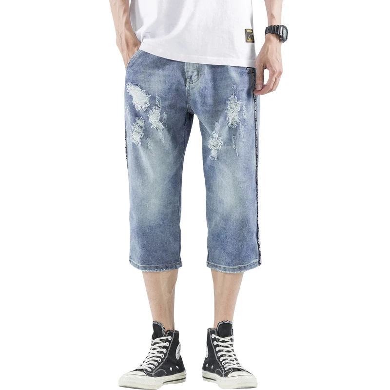 Модные новые рваные джинсы с дырками для инструментов уличная одежда в стиле хип
