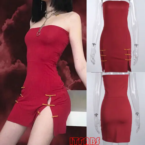 Женское сексуальное платье без бретелек с открытыми плечами мини на пуговицах