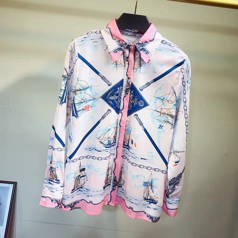 CHICLADY Сезон весна-осень Женская блузка дворец Стиль хит Цвет с длинным рукавом и