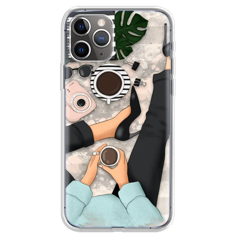 

Girl Luxurious Case For iPhone 12 Mini 11 Pro X XS Max XR 7 8 6 6S Plus 5 5S SE 2020 Phone Cases Soft Silicone Back Cover Fundas