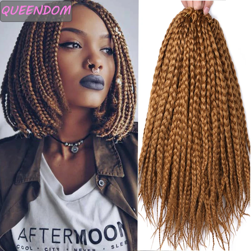 

Short Box Braids Crochet Hair Extensions 14 " Ombre Synthetic Braiding Hair Black Brown Natural Crochet Braids Hair for African