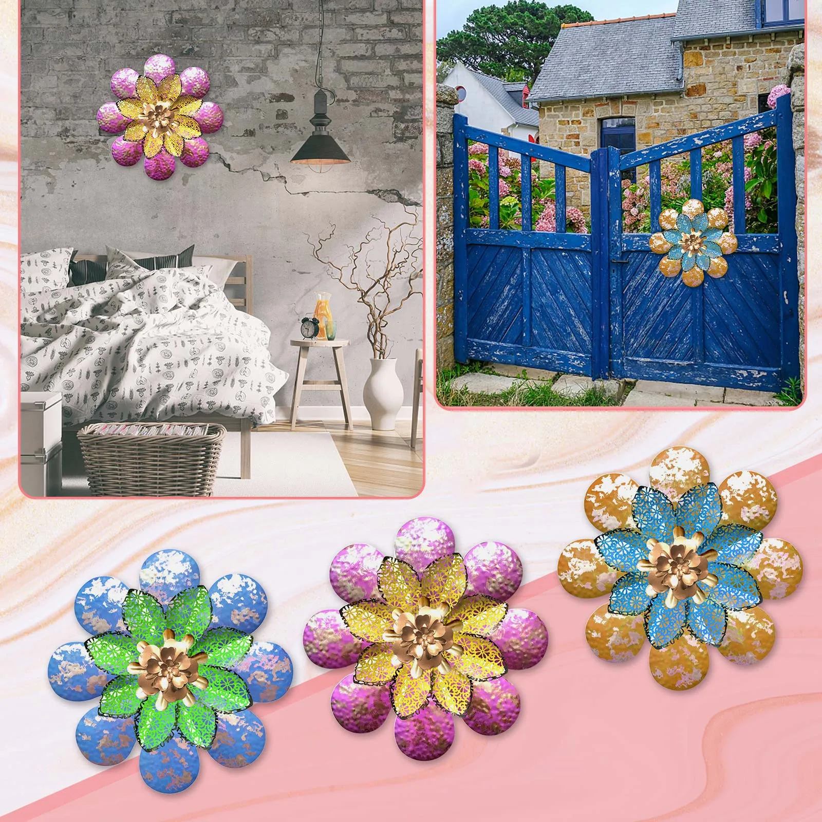 45 @ 2021 новый искусственный цветок Металлический Настенный декор металлический