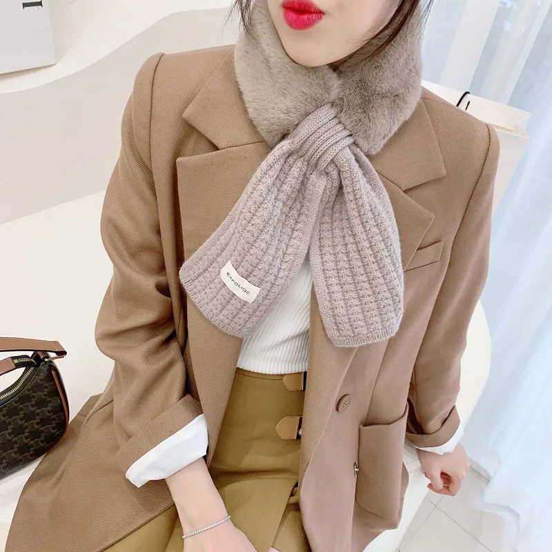 

Autumn And Winter Scarf Ins a Variety Of Furry Imitation Rex Rabbit Hair Bib Bee Thick Warm Neck Hair Collar Sacrf For Women