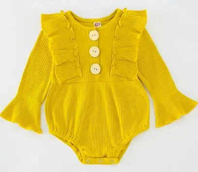 

Baby Girl Solid Color Jumpsuit Flare Sleeve O-neck Ruffle Jumpsuit Rompers Clothing Autumn Winter Baby Clothes