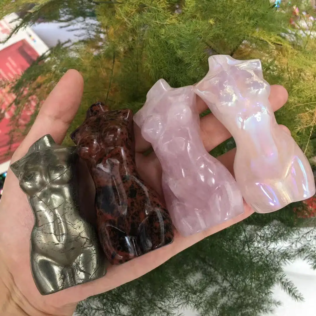 

Natural rose Female Model Statue Hand Polished Standing Decoration Home Office Decoration