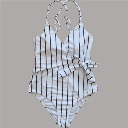 White stripe Цельный купальник с открытой спиной S-XXL размера плюс женский купальник монокини Badpak Maio Biquini Mujer Trikini Maillot femme бикини - Цвет: White stripe