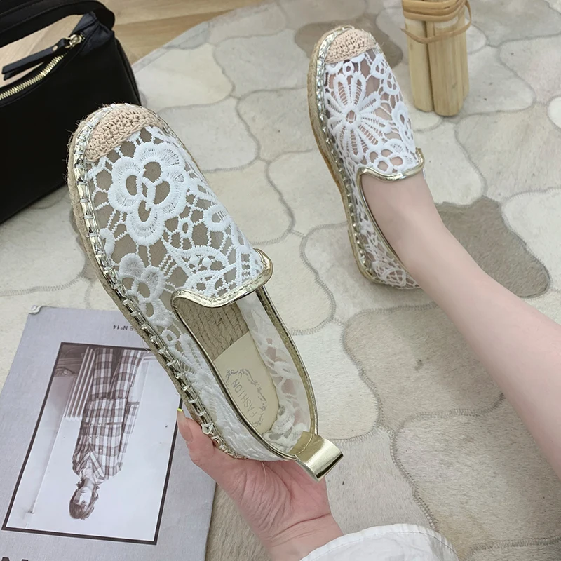 

2021 New Espadrilles Women's Fashion Flat Shoes Sapatos Flax Ballet Chaussure for Espadrille Comfortable Slippers 35-43 N6-149