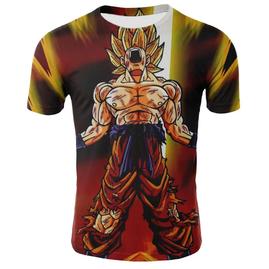 

Novo de manga curta 3d anime harajuku dos desenhos animados 3dt camisa masculina goku das crianas casuais legal moda hip-hop ro