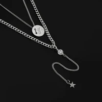 2021 new fashion multilaye sliver color hip hop happy smiling face pendant necklace for women men punk jewelry gifts accessories