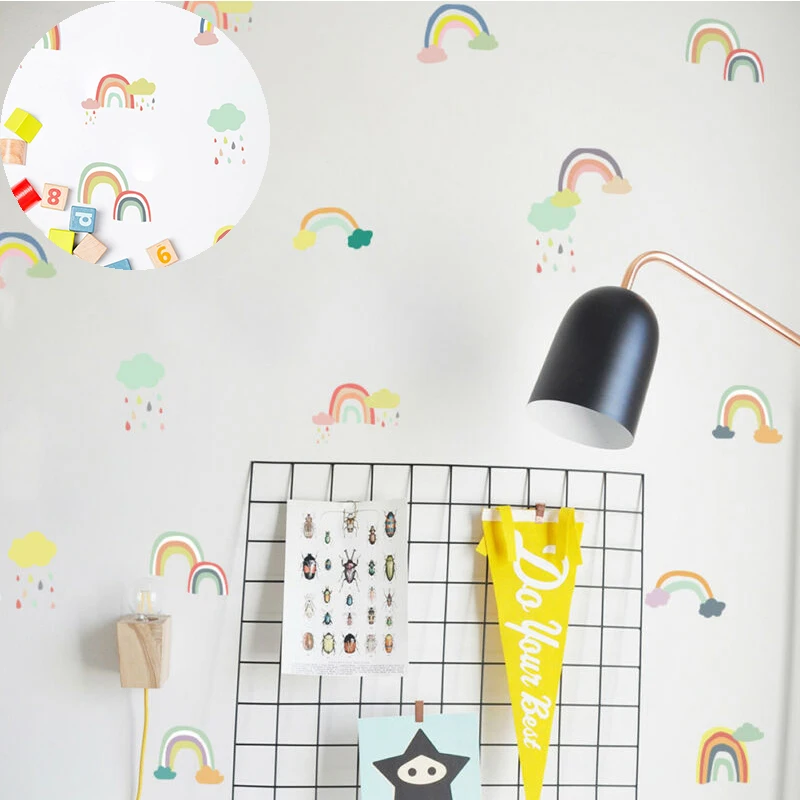 Обои наклейки на стену ПВХ Мультяшные радужные фотообои 24 шт. украшение детской