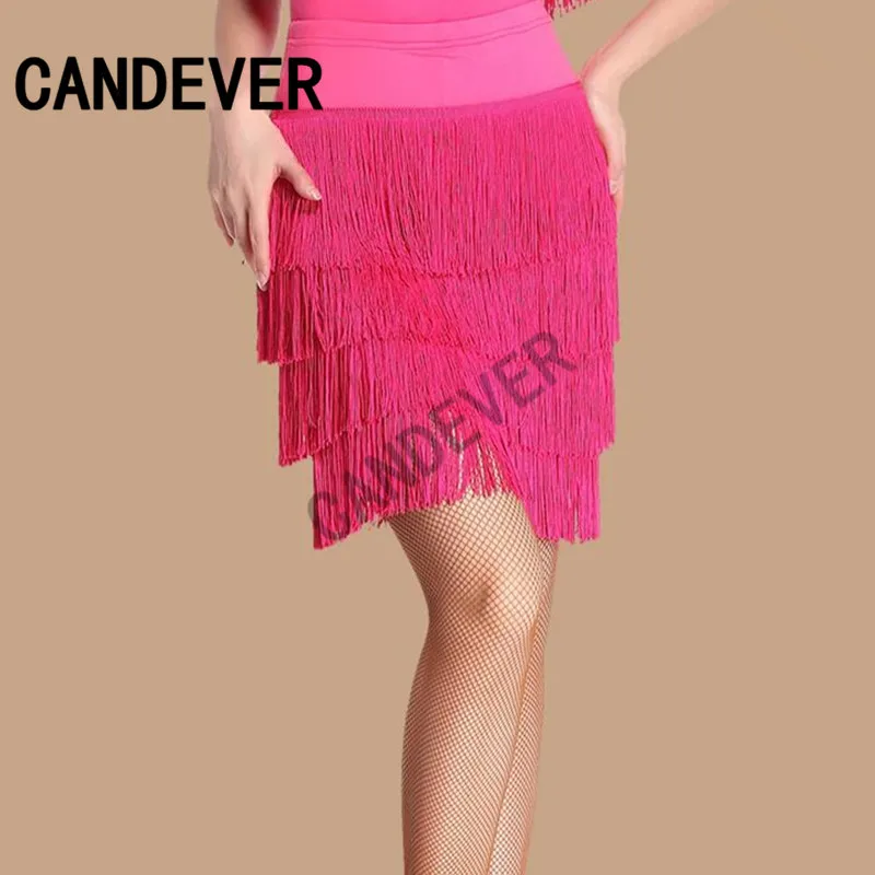 Юбка для латиноамериканских танцев женская Ассиметричное платье с бахромой