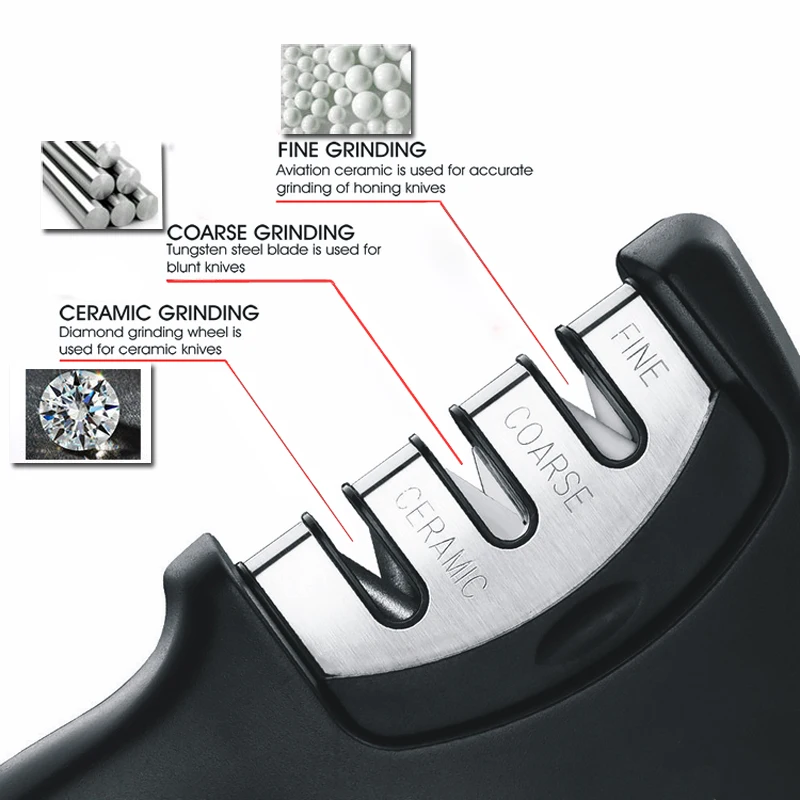 Rossonix Кухня с 3 я ступенями быстро Ножи точилка точильный камень алмаз Керамика
