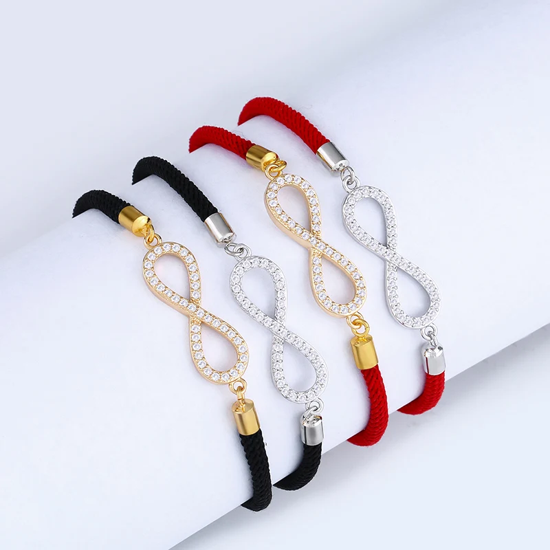 

GRAPES Zircon Black String Adjustable Bracelet with Lucky Infinity Charm Bracelet & Dangle for Women armbanden pulseras