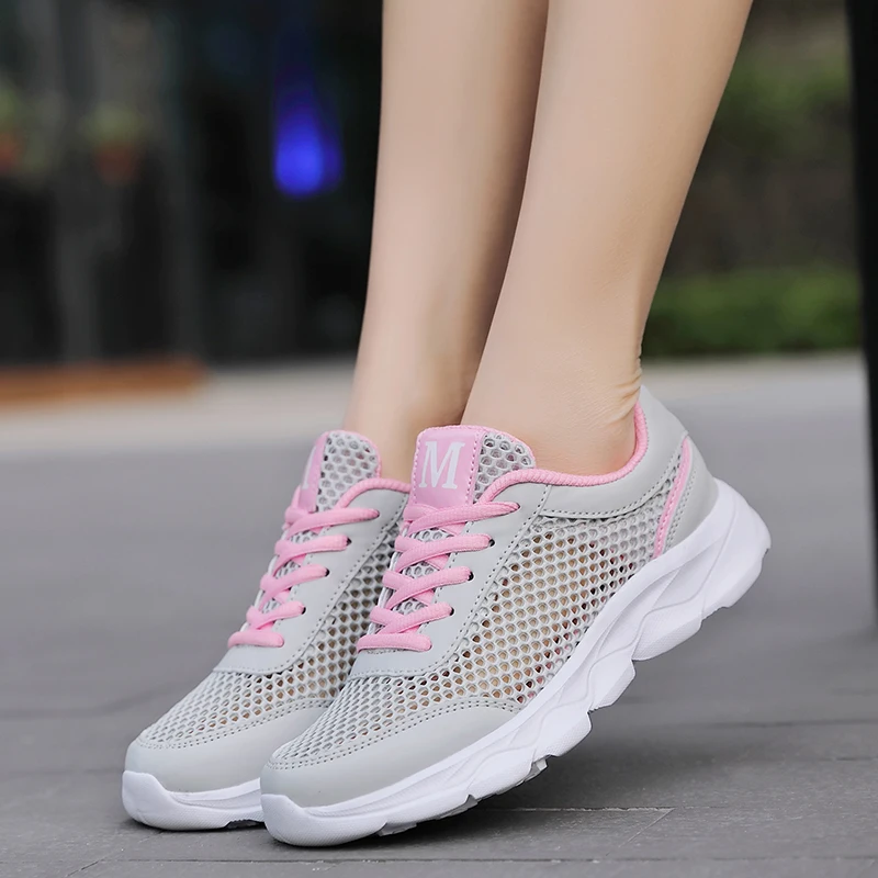 

2021 New Summer Shoes For Women Casual Hollow Breathable Running Shoes Ladies Fashion Non-Slip Lace Travel Fitness Shoes Woman