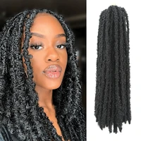clong butterfly locs kanekalon faux synthetic crochet hair extensions 20inches 70g wholesale braids black curly braiding hair