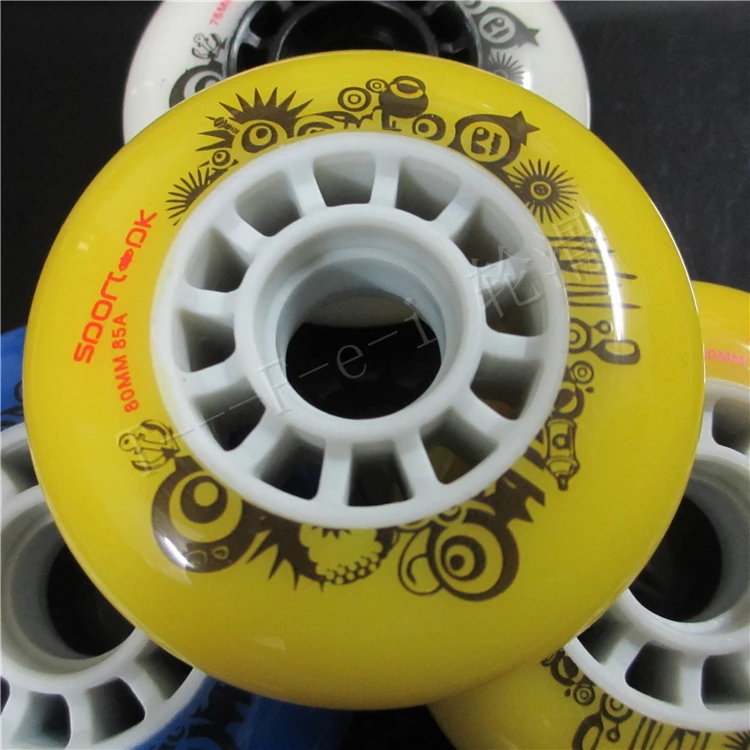 Ролики для коньков известных моделей 3rd 90A бело-желтые 72 мм 76 80 ролики роликов SEBA HV