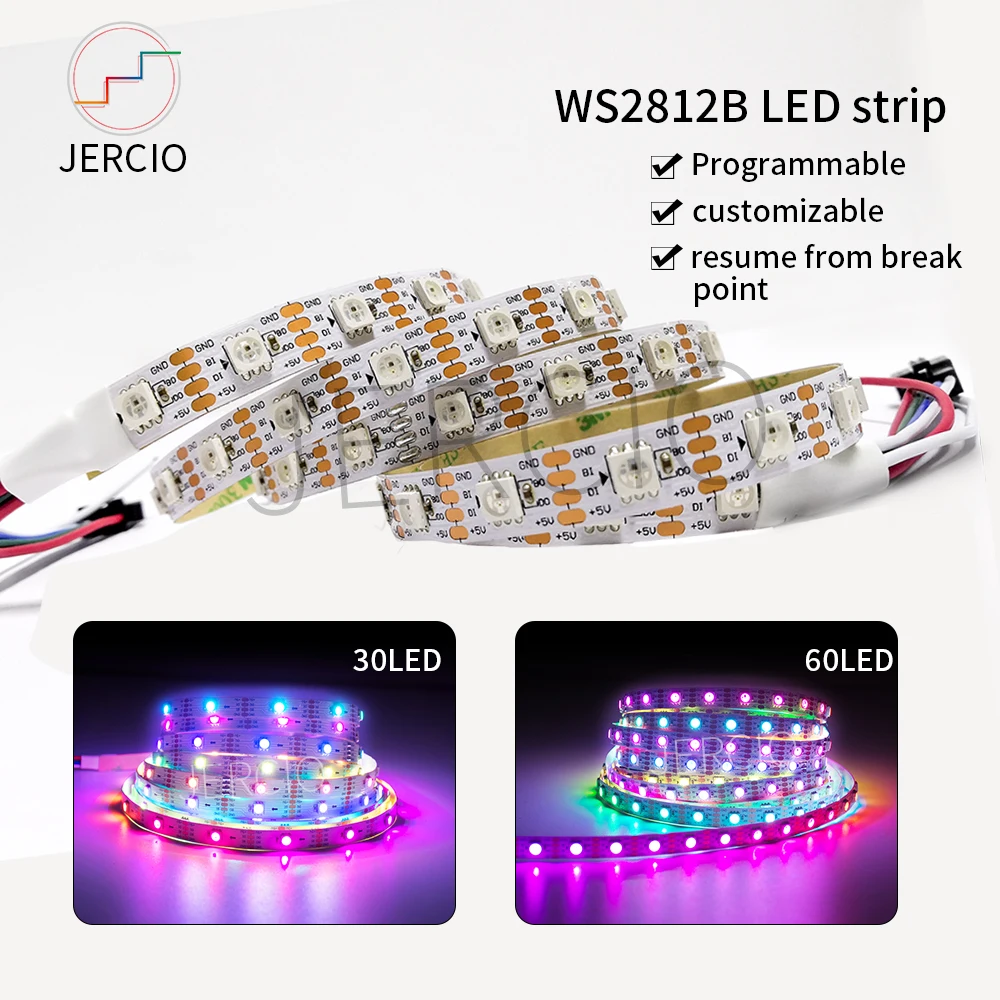JERCIO WS2813 Светодиодная лента 30/60/144 светодиодов/piexl/m SMART SK6812 IC Break point resume Double Data Line