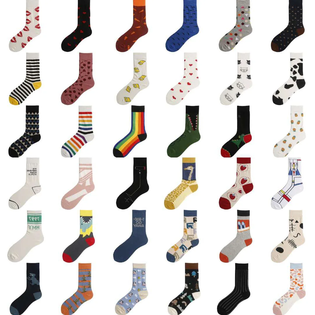 

Harajuku Fashion Hip Hop Cotton Socks European and American Street Personality Versatile Men Funny Socks Women Pure Long Socks
