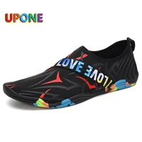 fashion black mens quick dry aqua barefoot shoes outdoor water shoes men slip on rainbow printing swimming shoes zapatillas agua
