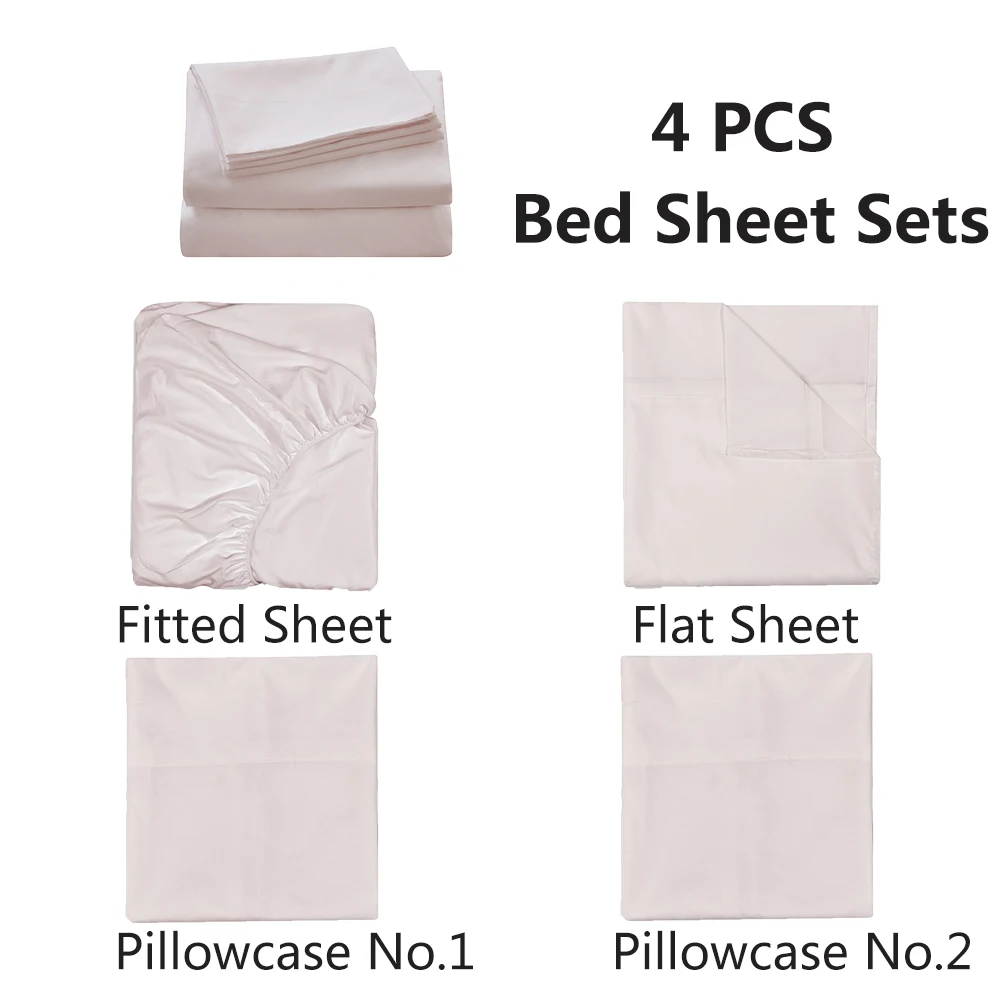 

Nordic Solid Color Bed Sets Bed Sheet Bed Cover Fitted Sheet Pillowcases Bedding Sheet for Bedroom Bedclothes King Size 4PCS