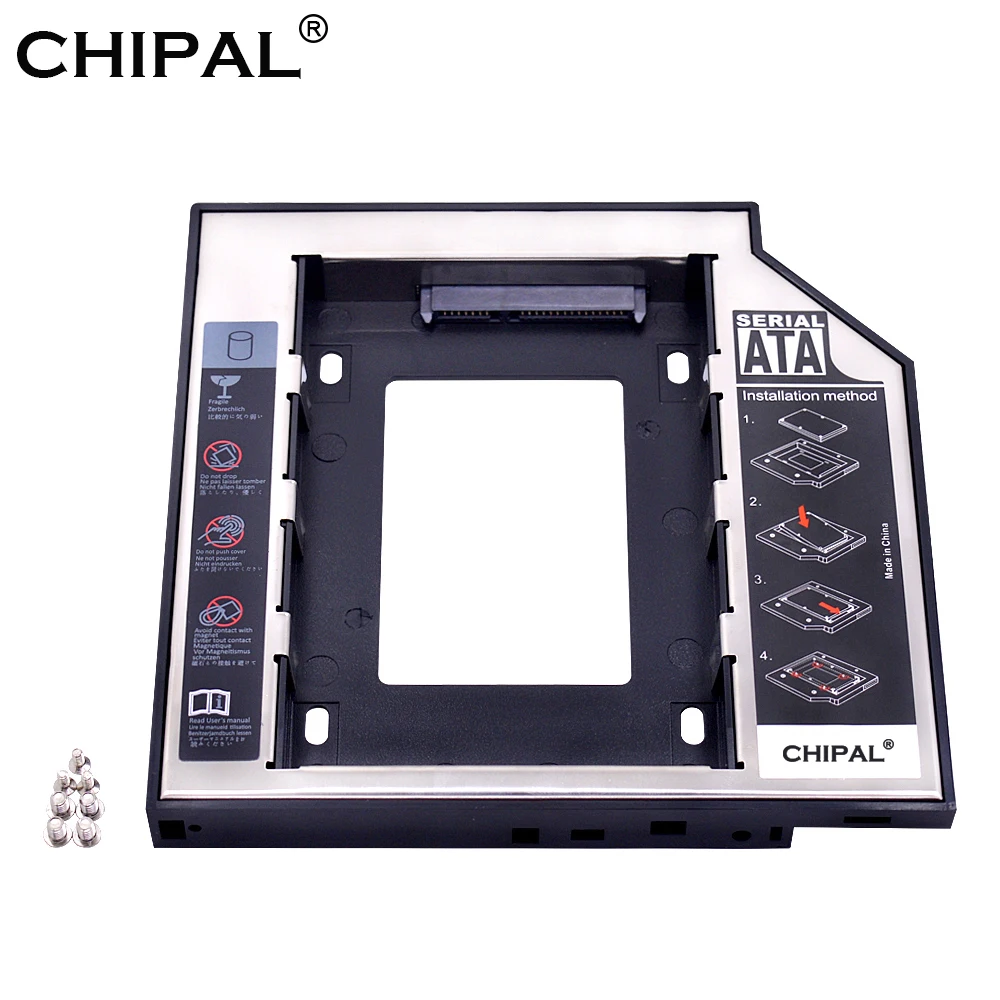 Универсальный алюминиевый переходник CHIPAL для установки второго жесткого диска 12