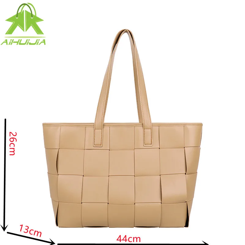 

Fashion Weave Shoulder Bags High Capacity Women Bag Designer Pu Leather Handbag 2021 New Luxurious Female Tote Bag High Quality