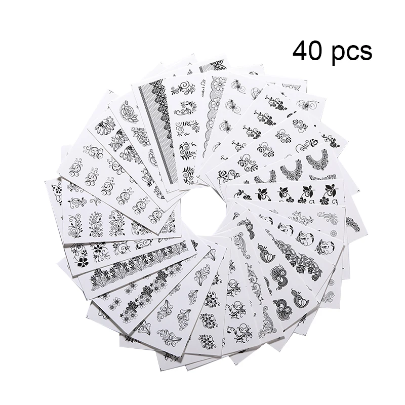 40 Pcs Set 1 25 шт переводные наклейки для ногтей с разными узорами, дизайн ногтей - Цвет: 40 Pcs Set 1