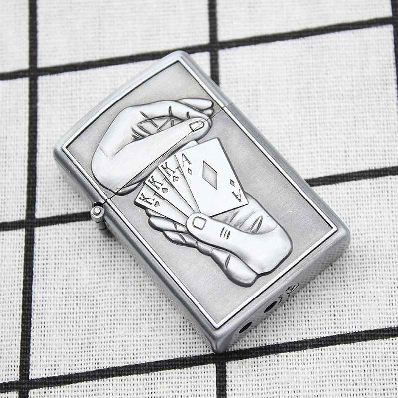 A120 silver Butane Gas Lighter Retro Windproof Lighter Straight Inflatable Adjustable Flame Lighter Cigarette Smoking Accessories for Man - Цвет: A120 silver