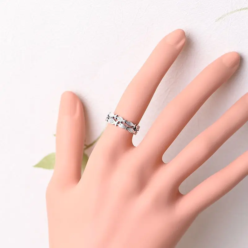 Кольцо FNJ из серебра 925 пробы с рыбкой Новинка модные оригинальные серебряные