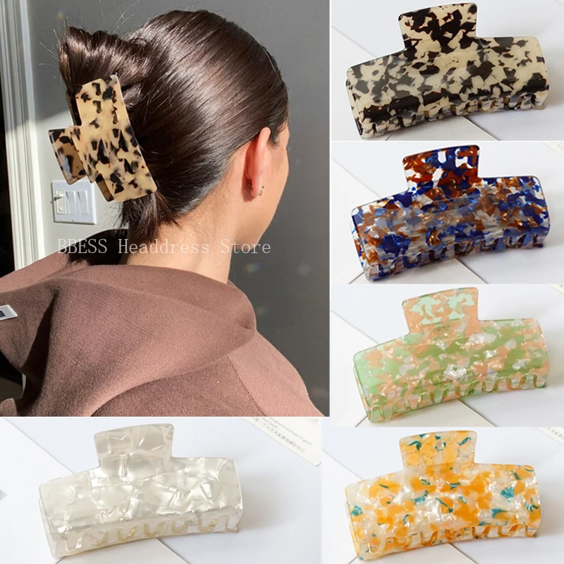 

Korean Geometric Acetate Hair Claws for Women Large Square Hair Crabs Clip Leopard Hair Clamp Barrettes Fashion Hair Accessories