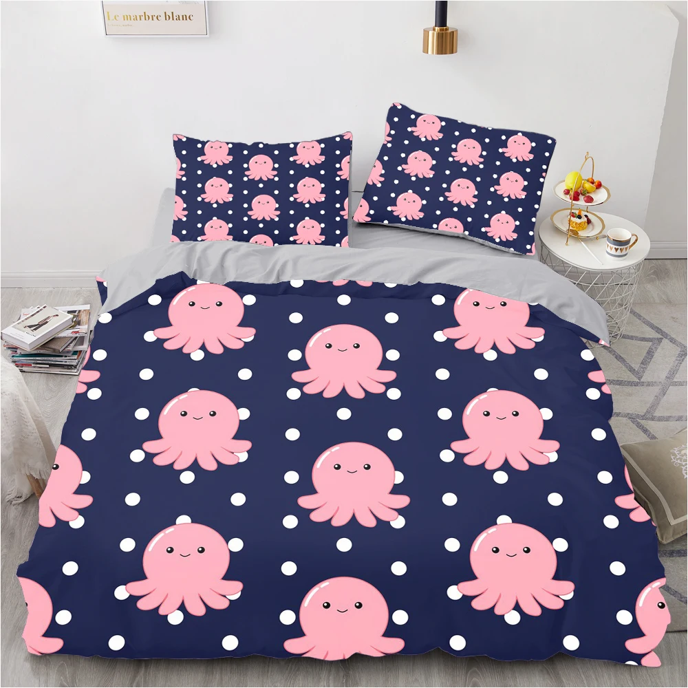 

3D Custom Design Cartoon Quilt Cover Sets Bedclothes Comforther Cover Pillow case King Queen Full Single Size Black Home Textile