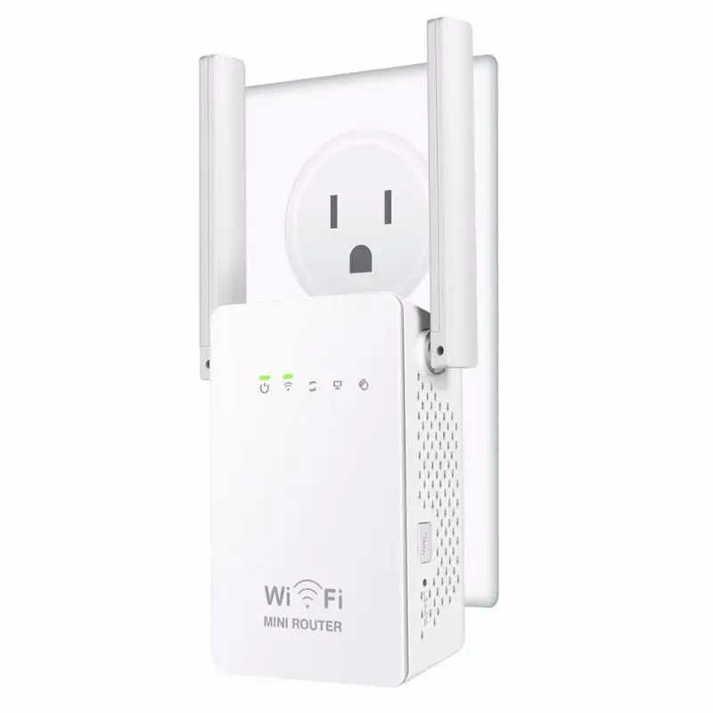 300Mbps Mini Router WiFi Repeater Network Range Extender Booster N300 Wi-Fi Single Increase Dual External Antennas EU Plug | Компьютеры и
