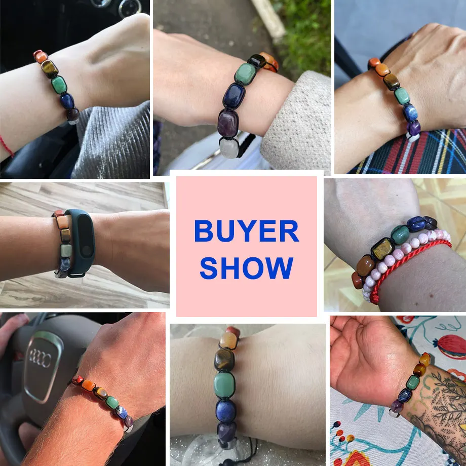 CSJA 7 браслеты чакры Reiki Плетеный женский браслет с натуральным камнем заживляющий