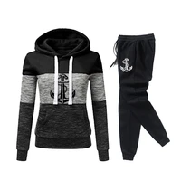 womens 2pcs suit hoodies and sweatpants high quality ladies hooded longsleeve striped sports wear