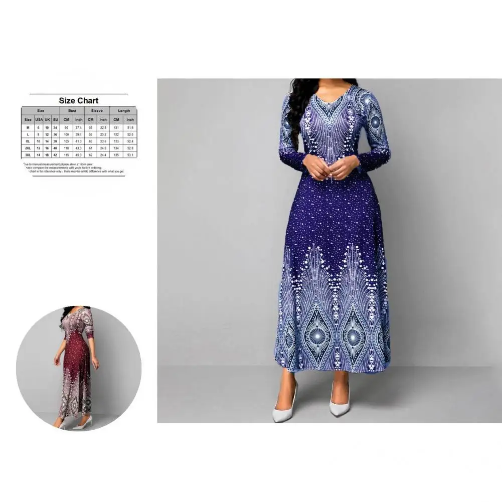 

Женское платье с цифровым принтом, элегантное облегающее длинное платье А-силуэта