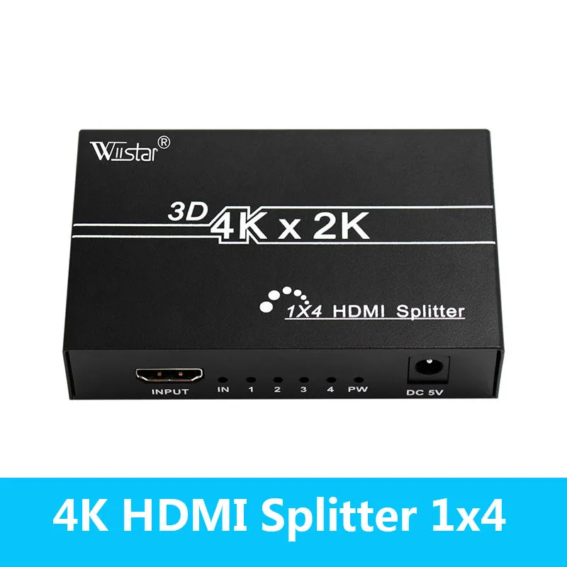 HDMI сплиттер 1 в 4 выхода питание от адаптера переменного тока поддерживает 4K @ 30Hz 3D