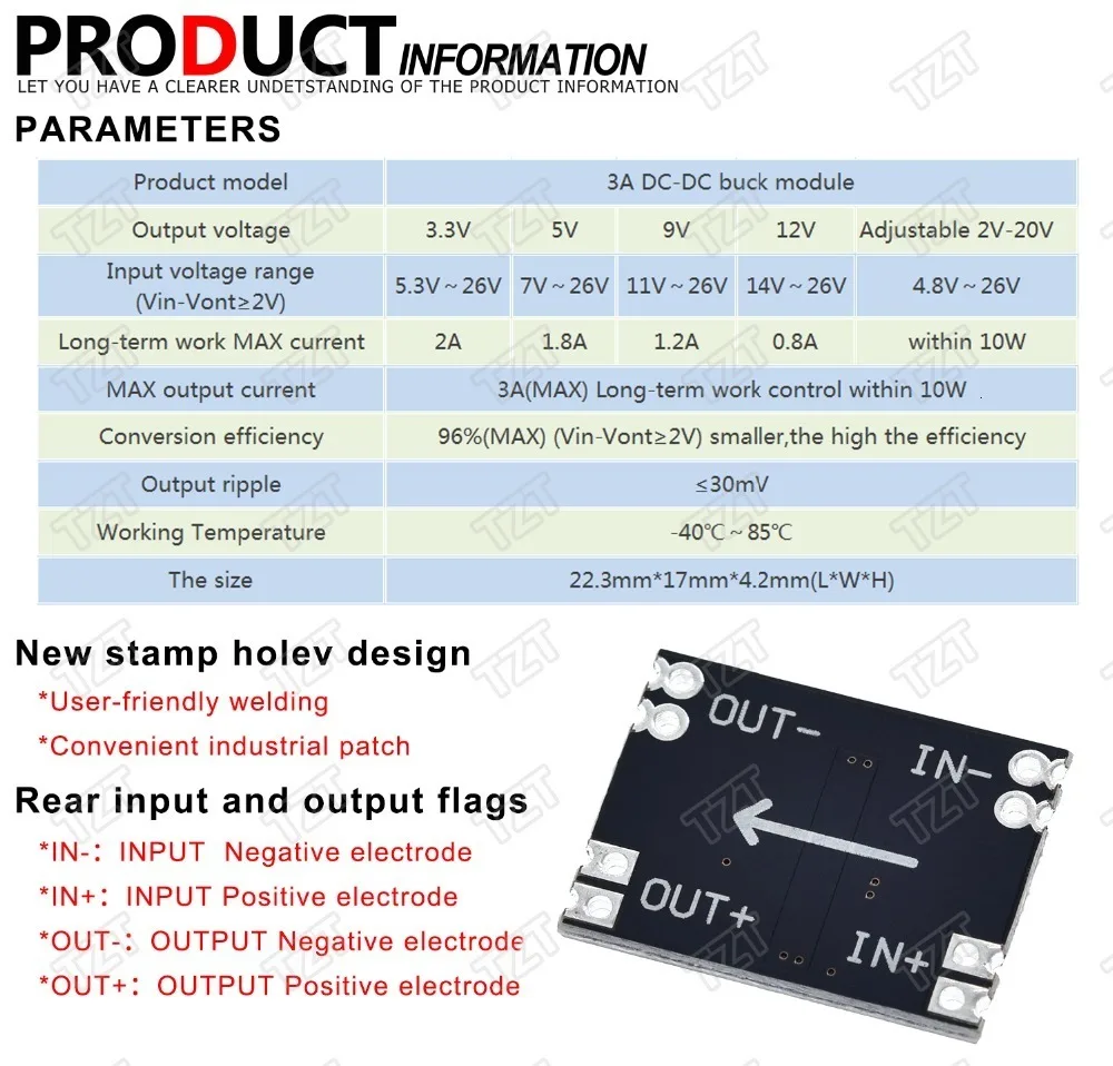 DC-DC 3A понижающим Питание модуль 5 V-12 V 24V до 5V 3,3 V 9V 12V фиксированный Выход высокое перегрузок по току