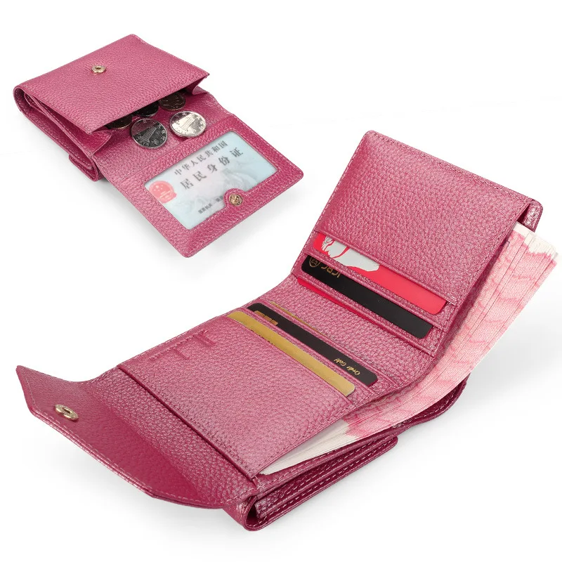 Милые тонкие кошельки из натуральной кожи для девушек Женский мини кошелек