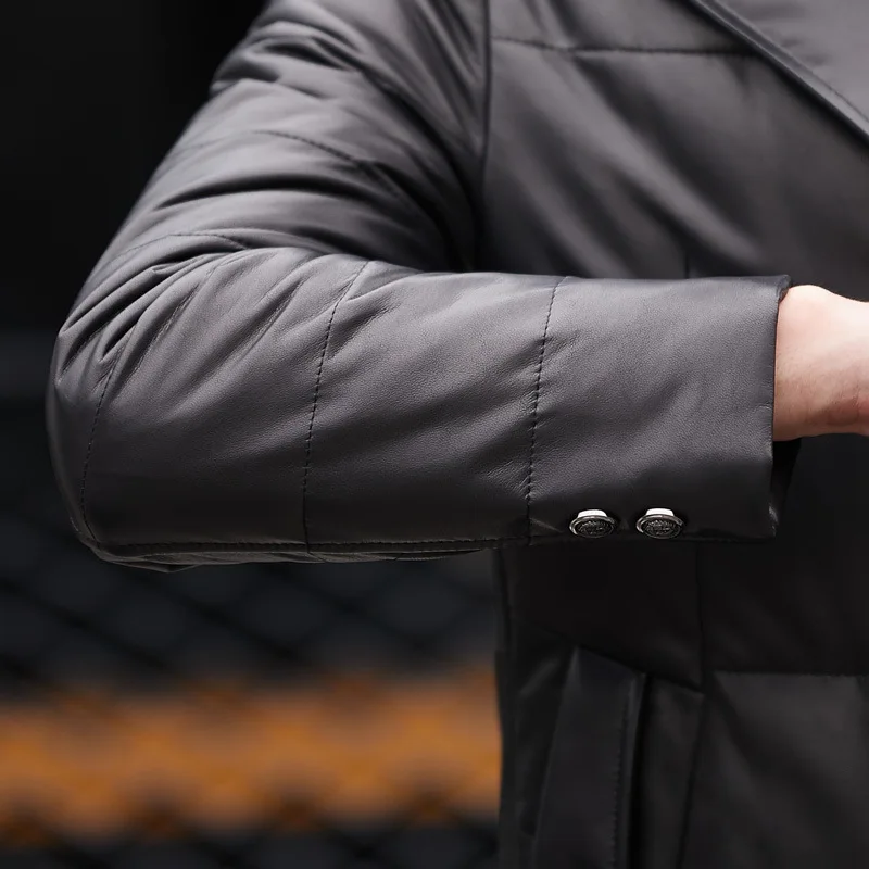 2021 Real Sheepskin Leather Jacket Men Warm White Duck Down Jackets Korean Men's Clothing Mink Fur Collar Hommes Veste Pph1828 | Мужская